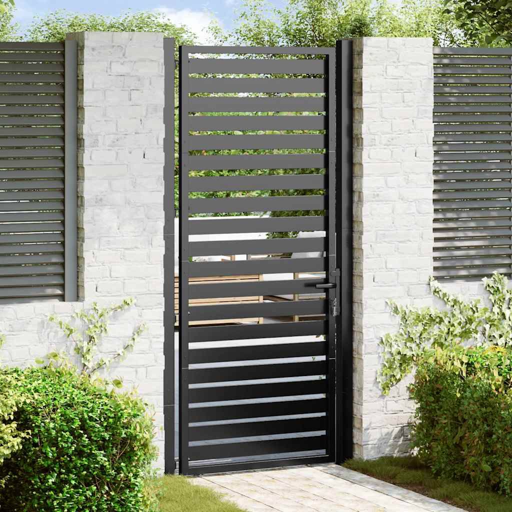 vidaXL Gartentor Abschließbar Schwarz 100x200 cm Aluminium