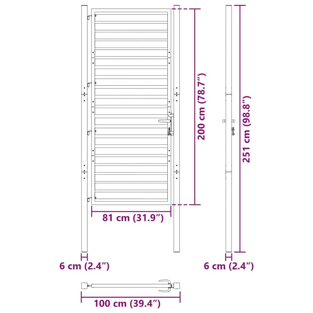vidaXL Gartentor Abschließbar Schwarz 100x200 cm Aluminium
