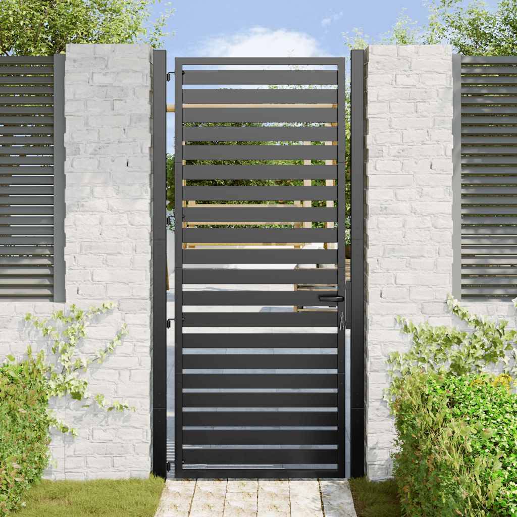 vidaXL Gartentor Abschließbar Schwarz 100x200 cm Aluminium