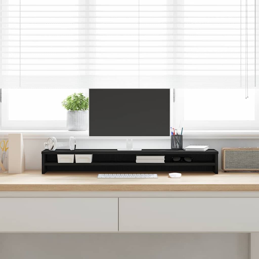 vidaXL Monitorständer Schwarz Eichen-Optik 100x24x13 cm Holzwerkstoff