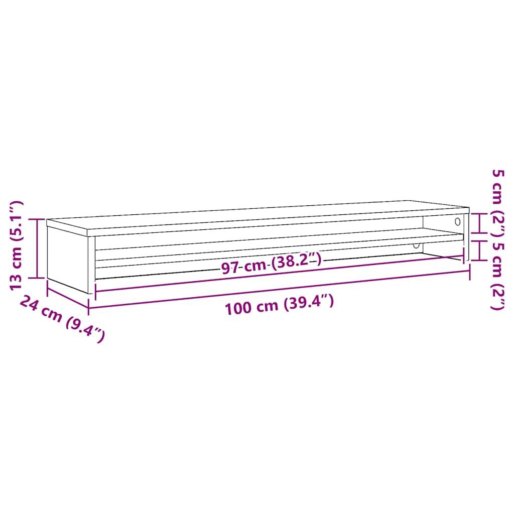 vidaXL Monitorständer Schwarz Eichen-Optik 100x24x13 cm Holzwerkstoff