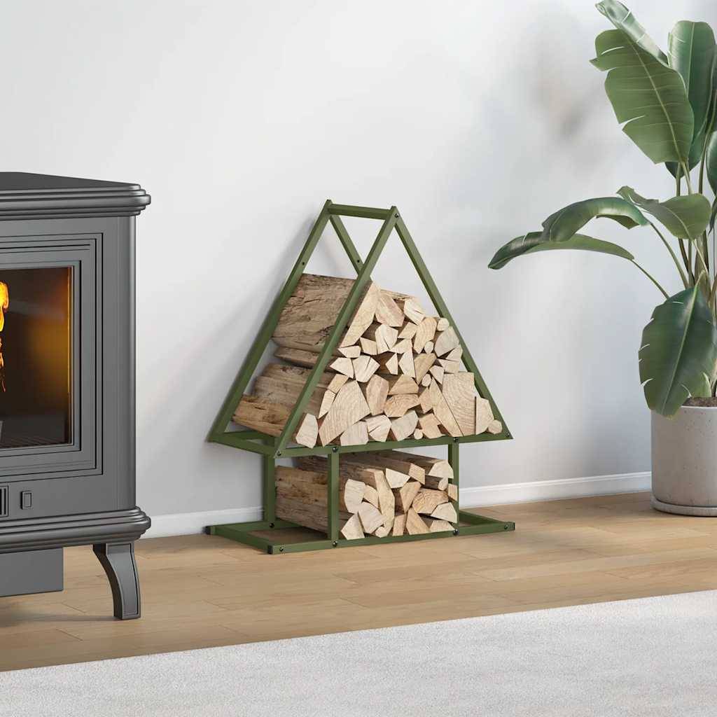 vidaXL Brennholzregal Olivgrün 50x25x60 cm Kaltgewalzter Stahl