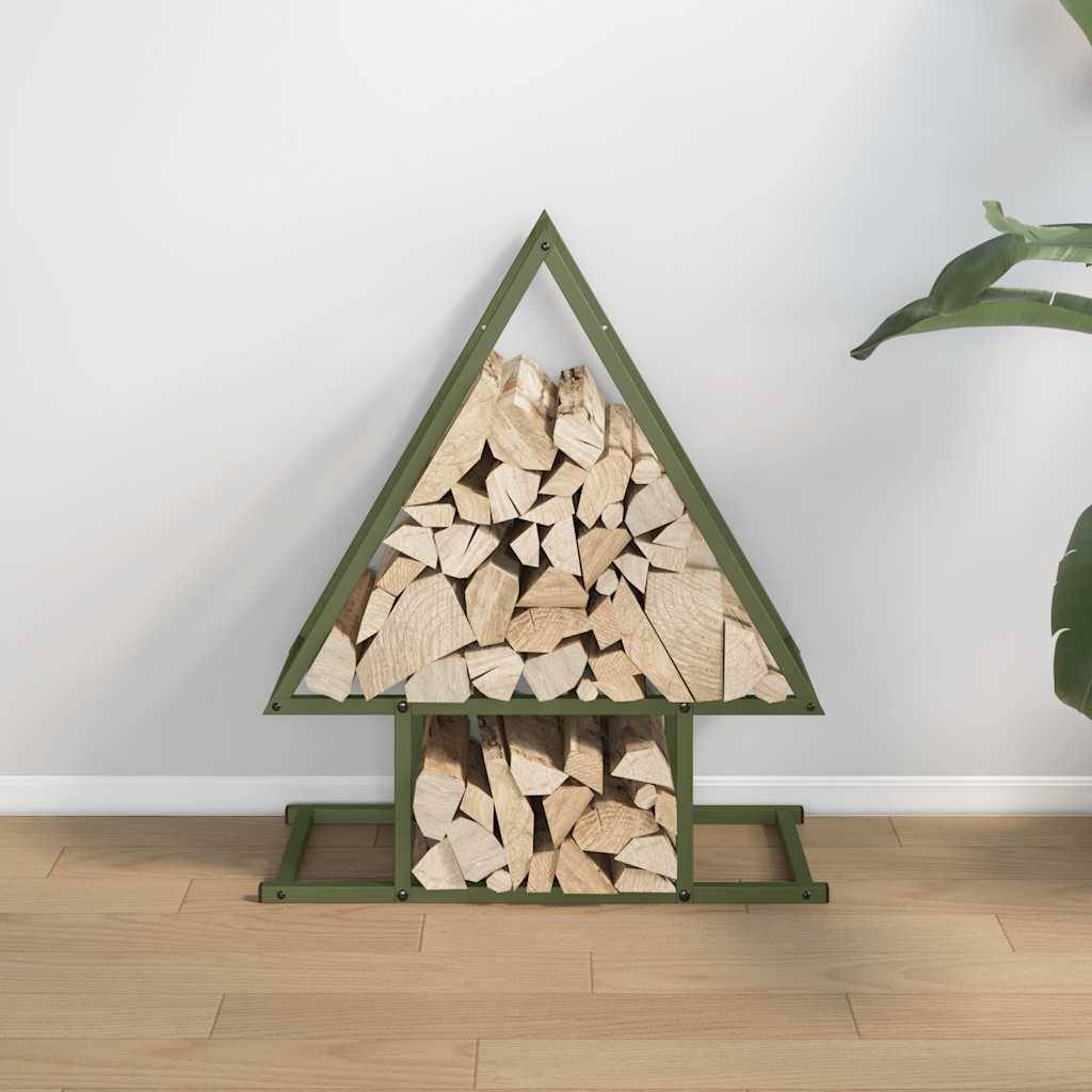 vidaXL Brennholzregal Olivgrün 50x25x60 cm Kaltgewalzter Stahl