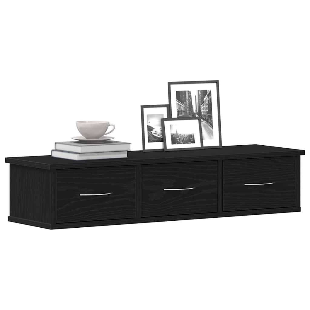 vidaXL Wandschrank Schwarz Eichen-Optik 88x26x18,5 cm Holzwerkstoff
