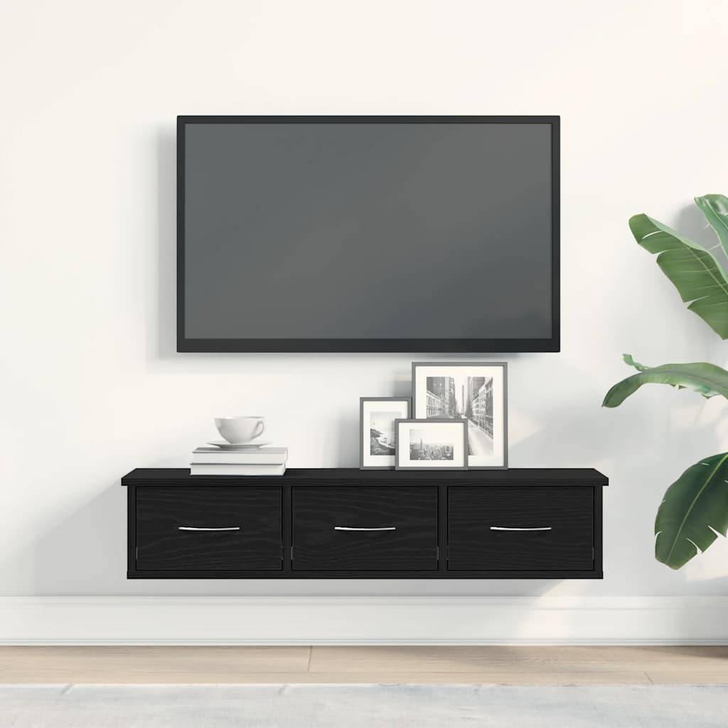 vidaXL Wandschrank Schwarz Eichen-Optik 88x26x18,5 cm Holzwerkstoff
