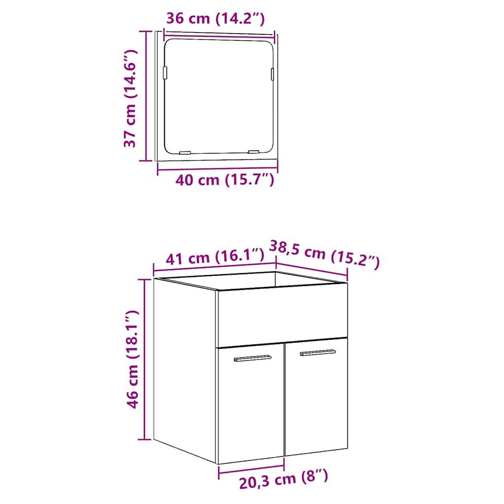vidaXL 2-tlg. Badmöbel-Set Schwarz Eichen-Optik Holzwerkstoff