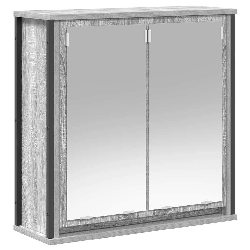 vidaXL Bad-Wandschrank mit Spiegel Grau Sonoma 60x21x60 cm