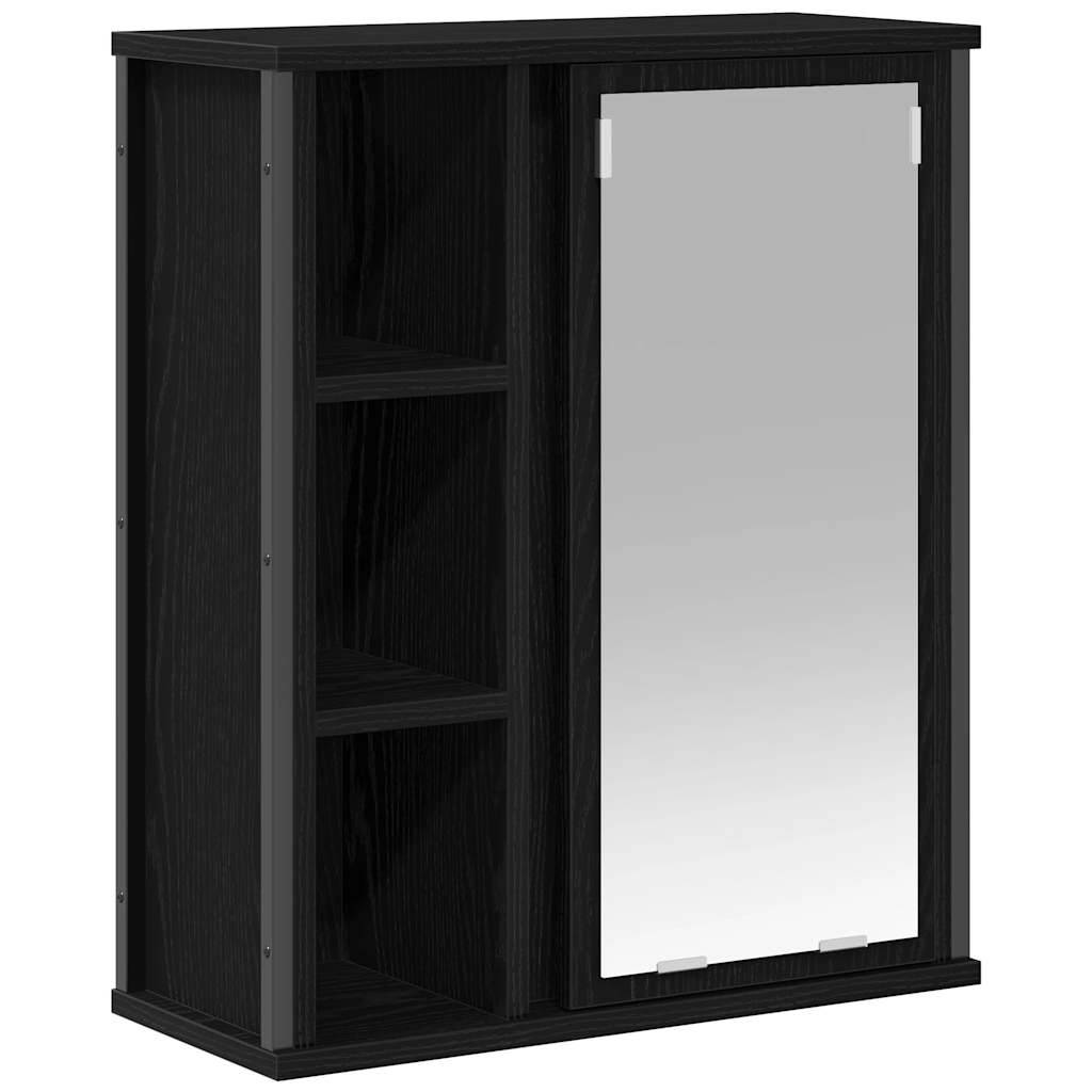 vidaXL Bad-Wandschrank mit Spiegel Schwarz Eichen-Optik 50x21x60 cm