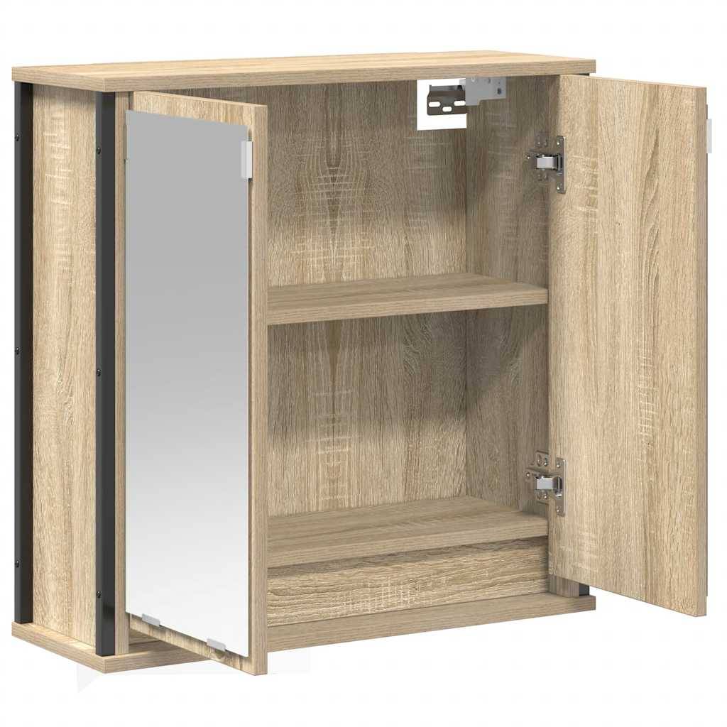 vidaXL Bad-Wandschrank mit Spiegel Sonoma-Eiche 60x21x60 cm