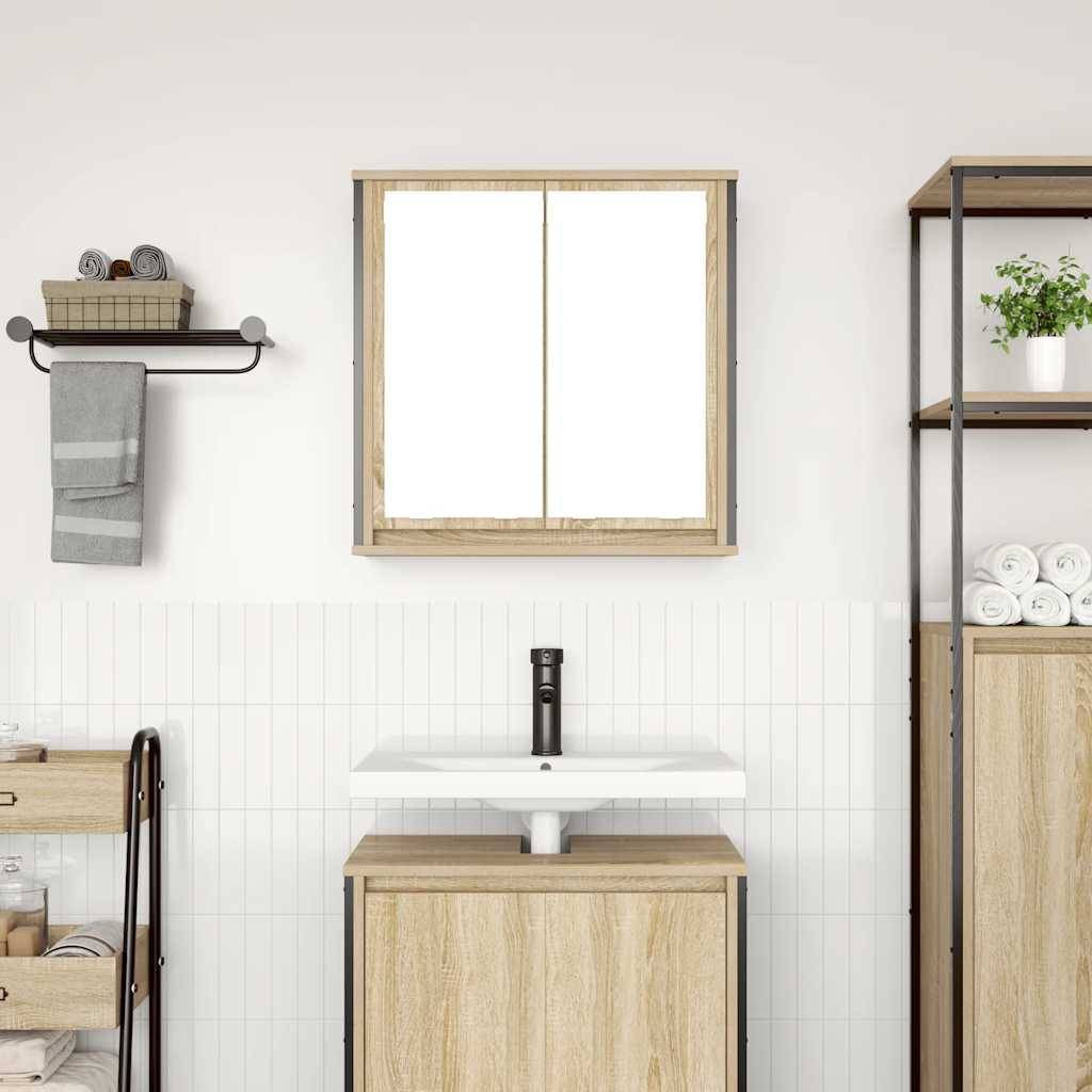 vidaXL Bad-Wandschrank mit Spiegel Sonoma-Eiche 60x21x60 cm