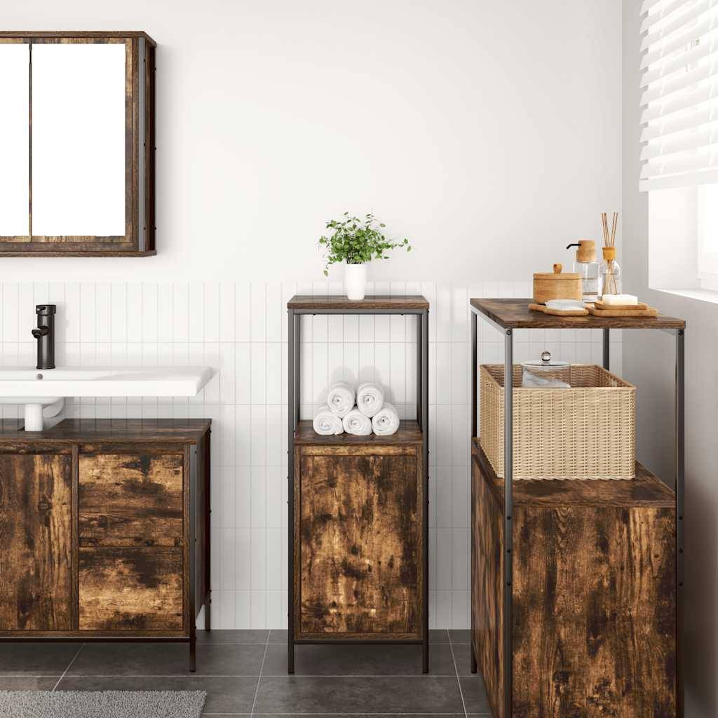 vidaXL Badschrank mit Regalen Räuchereiche 36x35x95 cm