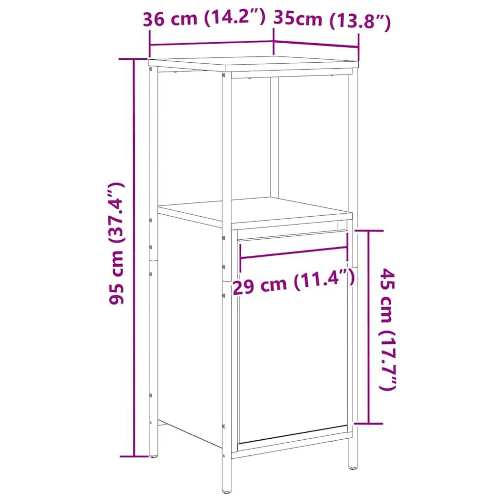 vidaXL Badschrank mit Regalen Räuchereiche 36x35x95 cm