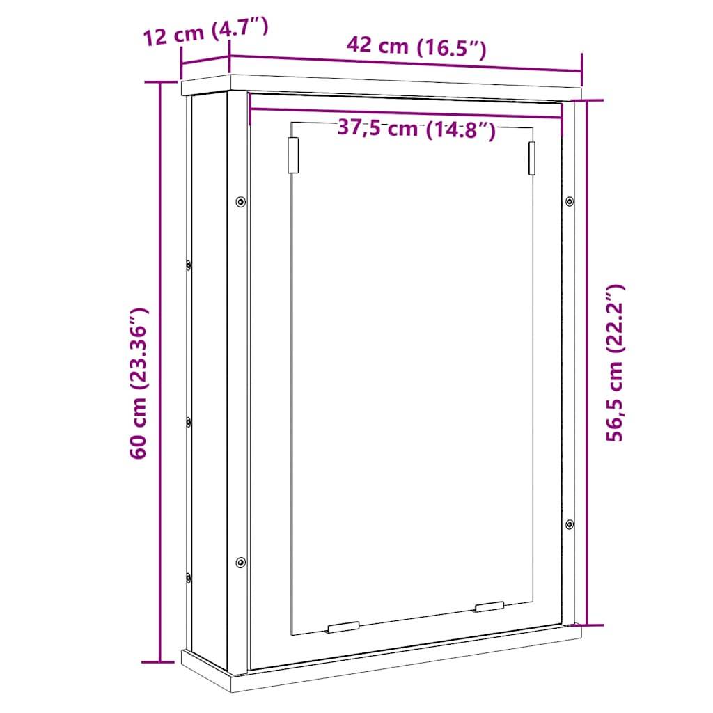 vidaXL Bad-Spiegelschrank Artisan-Eiche 42x12x60 cm Holzwerkstoff