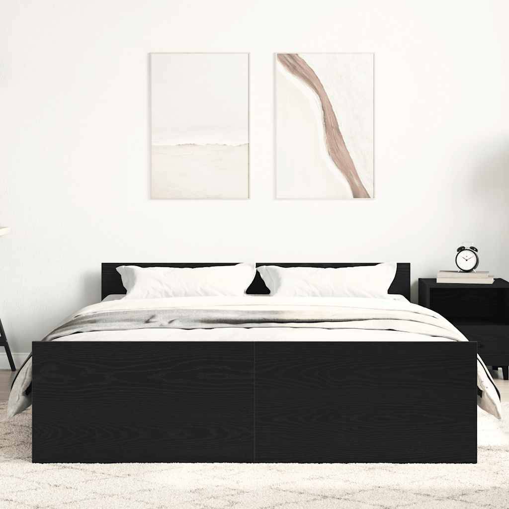 vidaXL Bettgestell ohne Matratze Schwarz Eichen-Optik 140x200 cm
