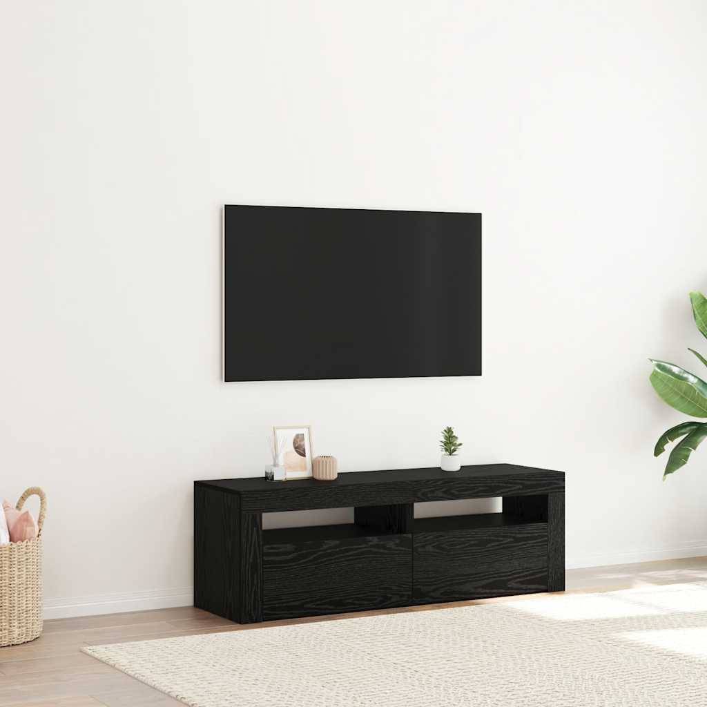 vidaXL TV-Schrank mit LED-Leuchten Schwarz Eichen-Optik 120x35x40 cm
