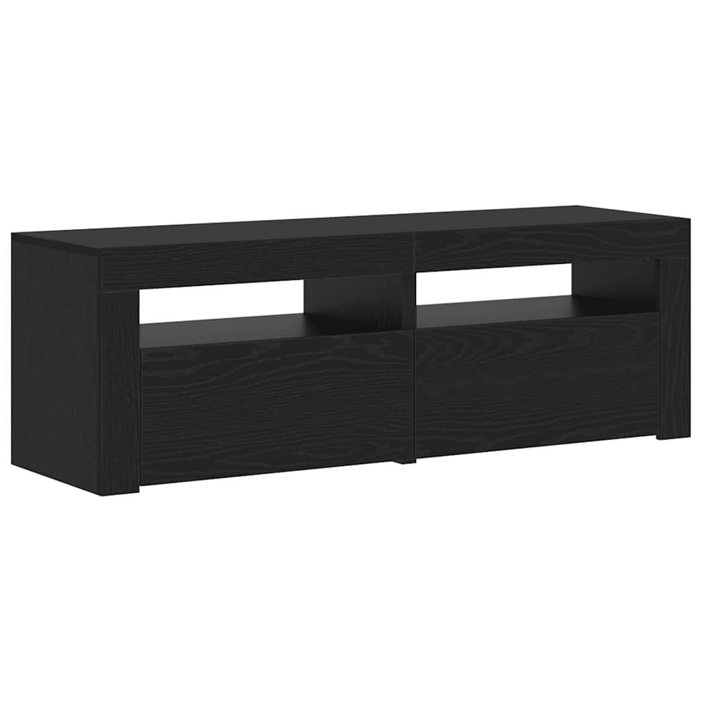 vidaXL TV-Schrank mit LED-Leuchten Schwarz Eichen-Optik 120x35x40 cm