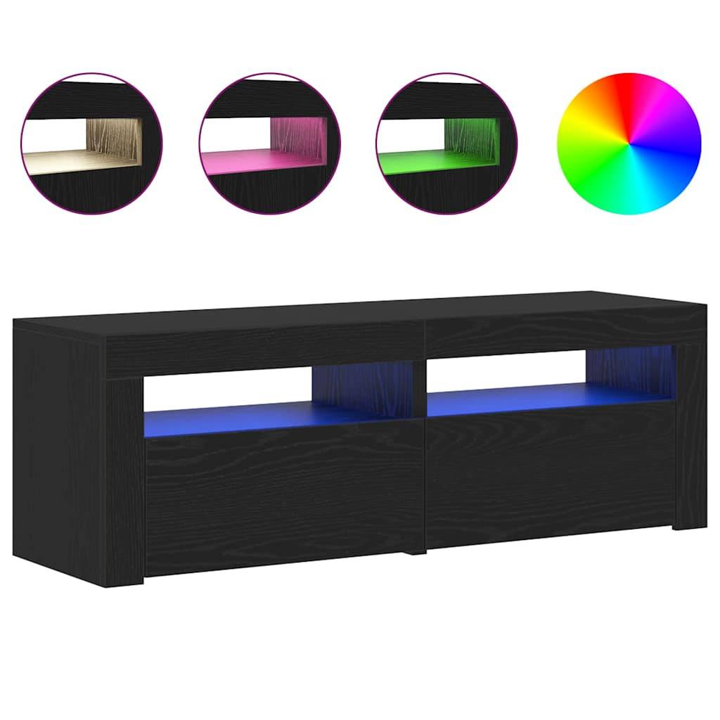 vidaXL TV-Schrank mit LED-Leuchten Schwarz Eichen-Optik 120x35x40 cm
