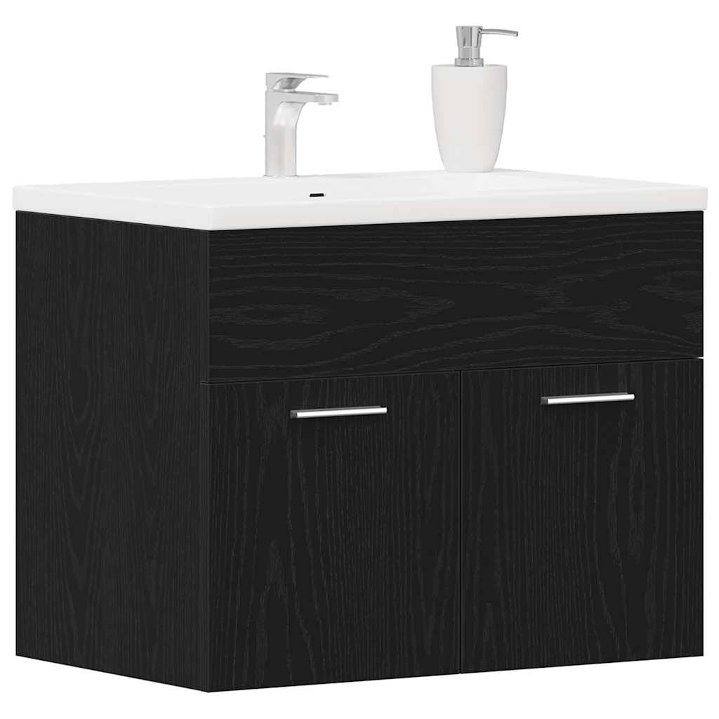 vidaXL Waschbeckenunterschrank Schwarz Eichen-Optik 60x38,5x46 cm