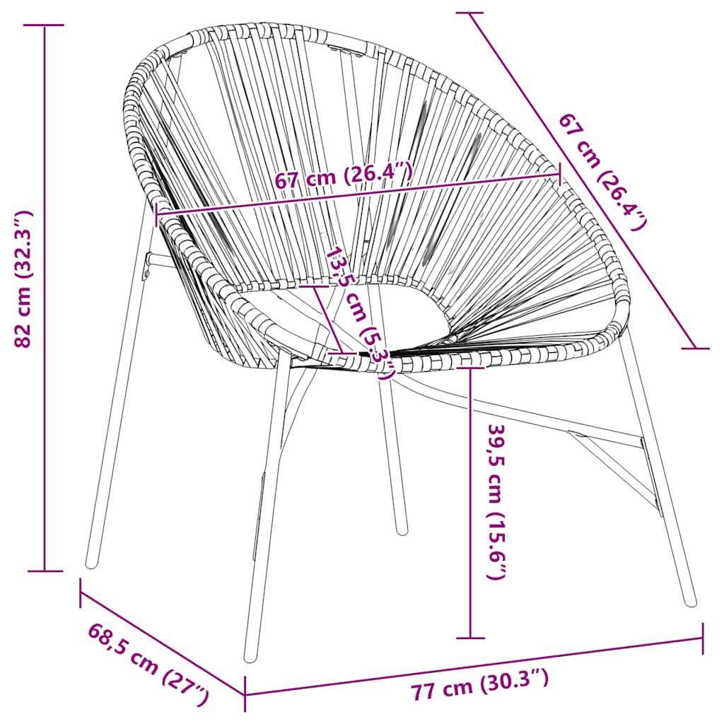 vidaXL Gartenstuhl in Ei-Form Schwarz und Weiß Poly Rattan