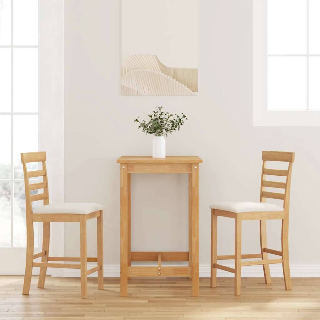 vidaXL Barhocker mit Kissen 2 Stk. Natur Massivholz Gummibaum