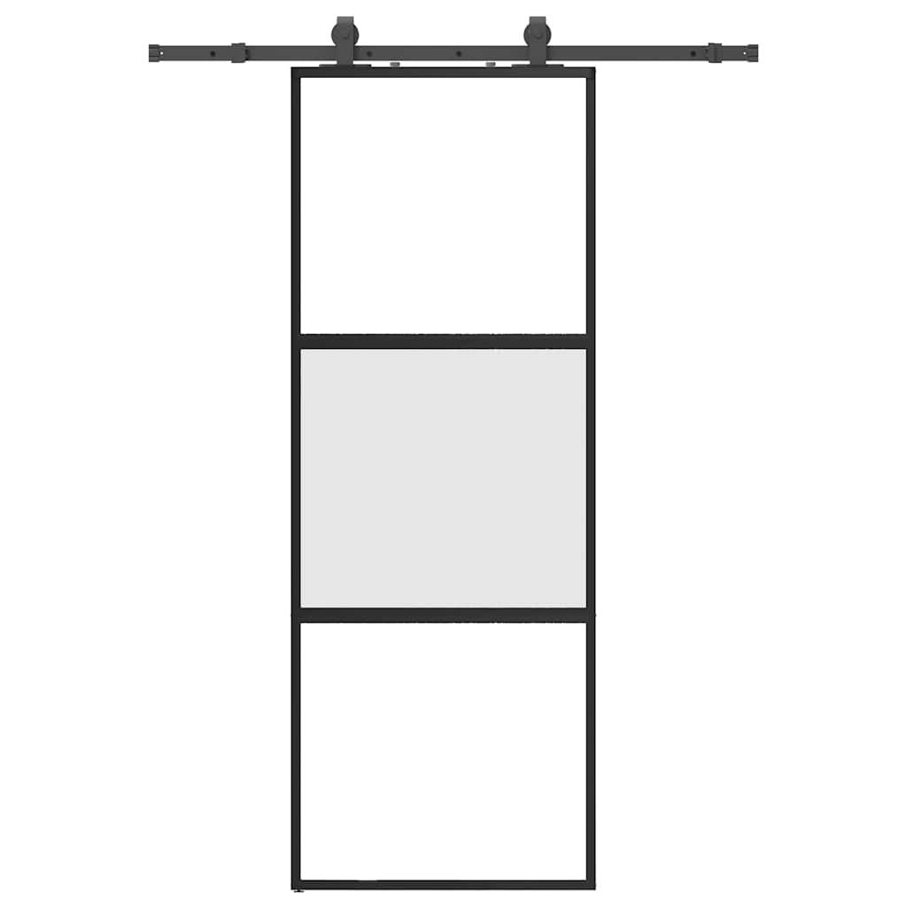 vidaXL Schiebetür mit Beschlag Schwarz 76x205 cm Hartglas