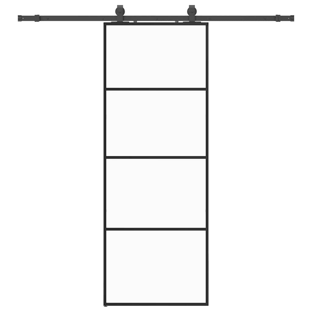 vidaXL Schiebetür mit Beschlag Schwarz 76x205 cm ESG-Glas