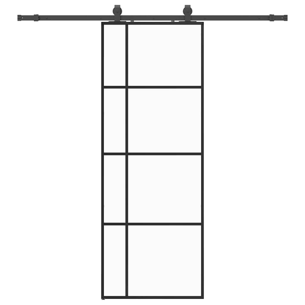 vidaXL Schiebetür mit Beschlag Schwarz 76x205 cm ESG-Glas