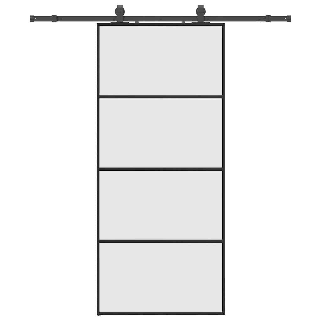 vidaXL Schiebetür mit Beschlag Schwarz 90x205 cm ESG-Glas