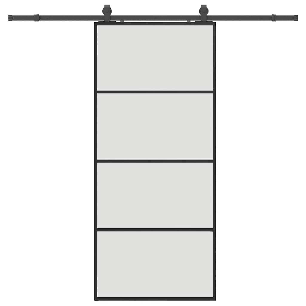 vidaXL Schiebetür mit Beschlag Schwarz 90x205 cm ESG-Glas