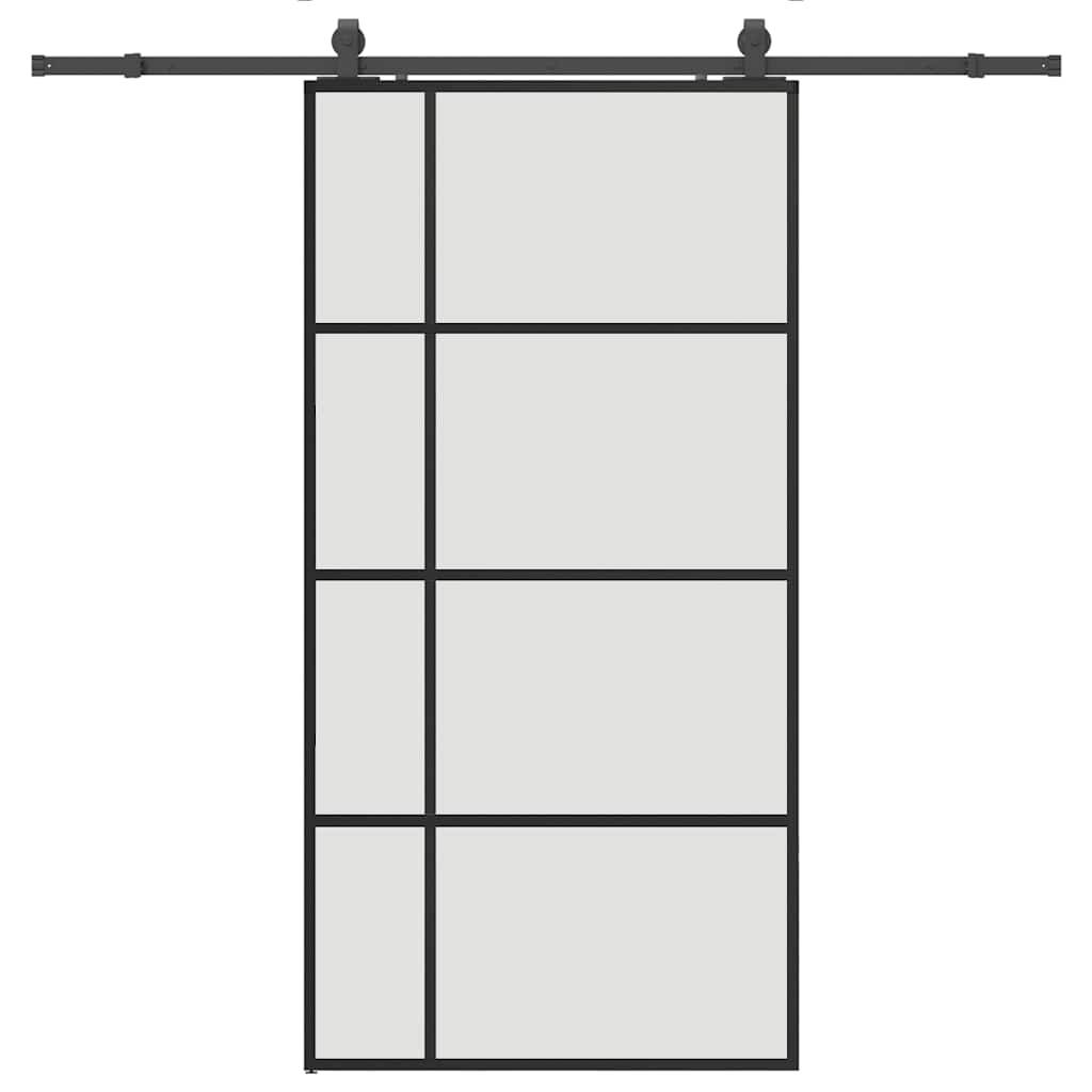 vidaXL Schiebetür mit Beschlag Schwarz 102,5x205 cm ESG-Glas