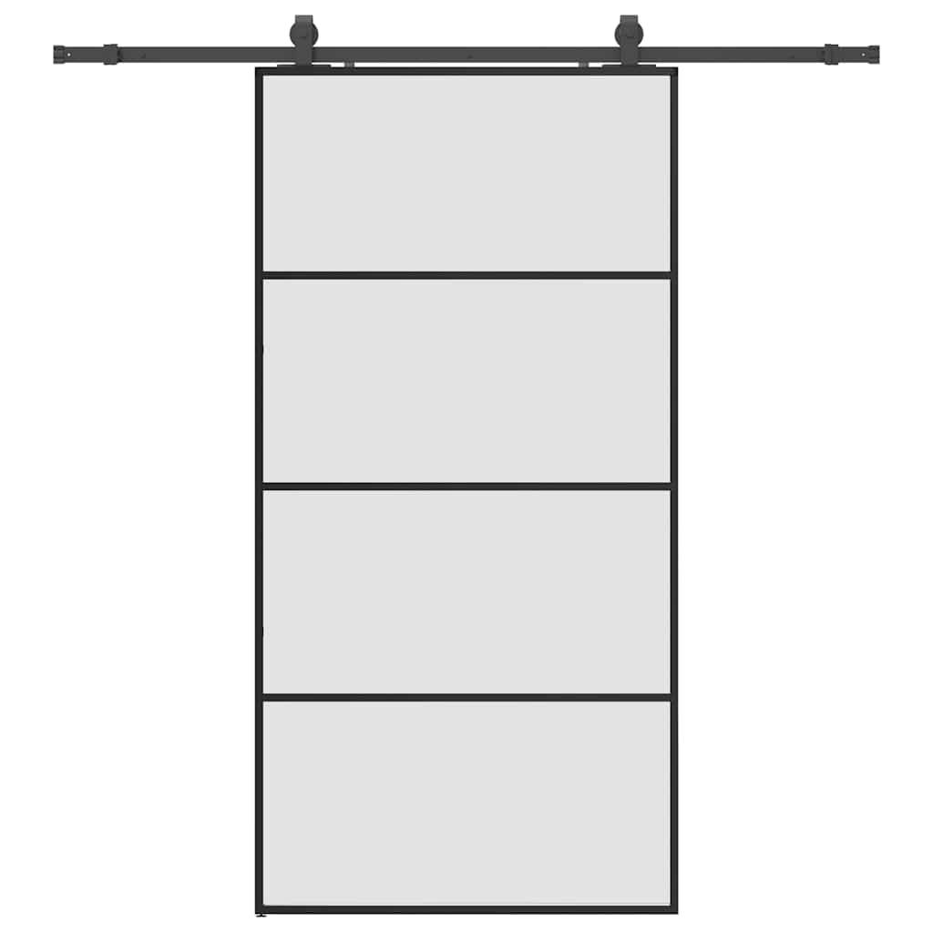 vidaXL Schiebetür mit Beschlag Schwarz 102,5x205 cm ESG-Glas