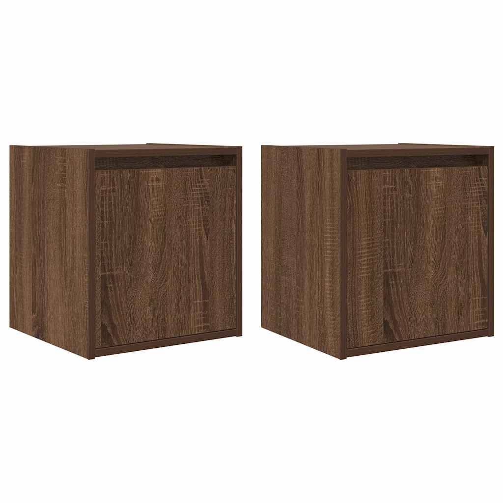 vidaXL Wand-Nachttische 2 Stk. Braun Eichen-Optik 38x34x40 cm