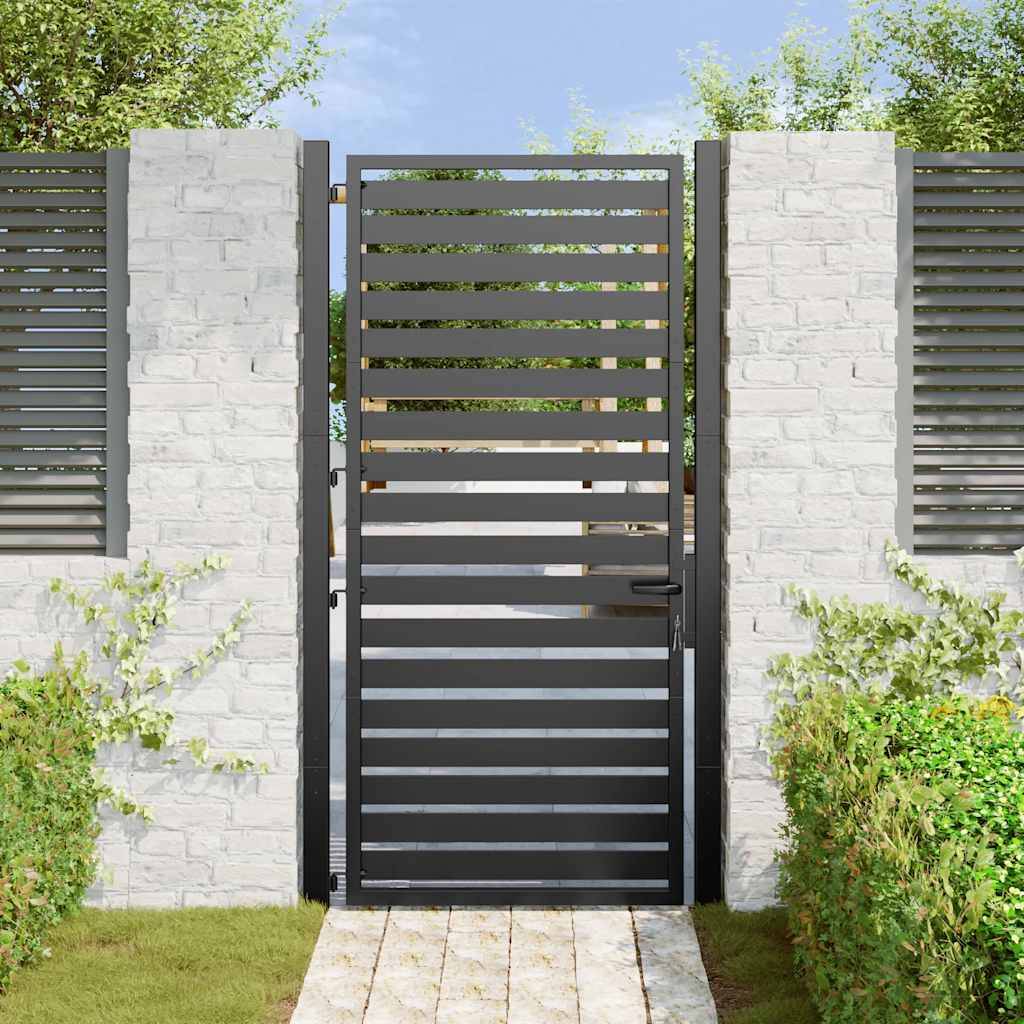 vidaXL Gartentor Abschließbar Schwarz 100x180 cm Aluminium