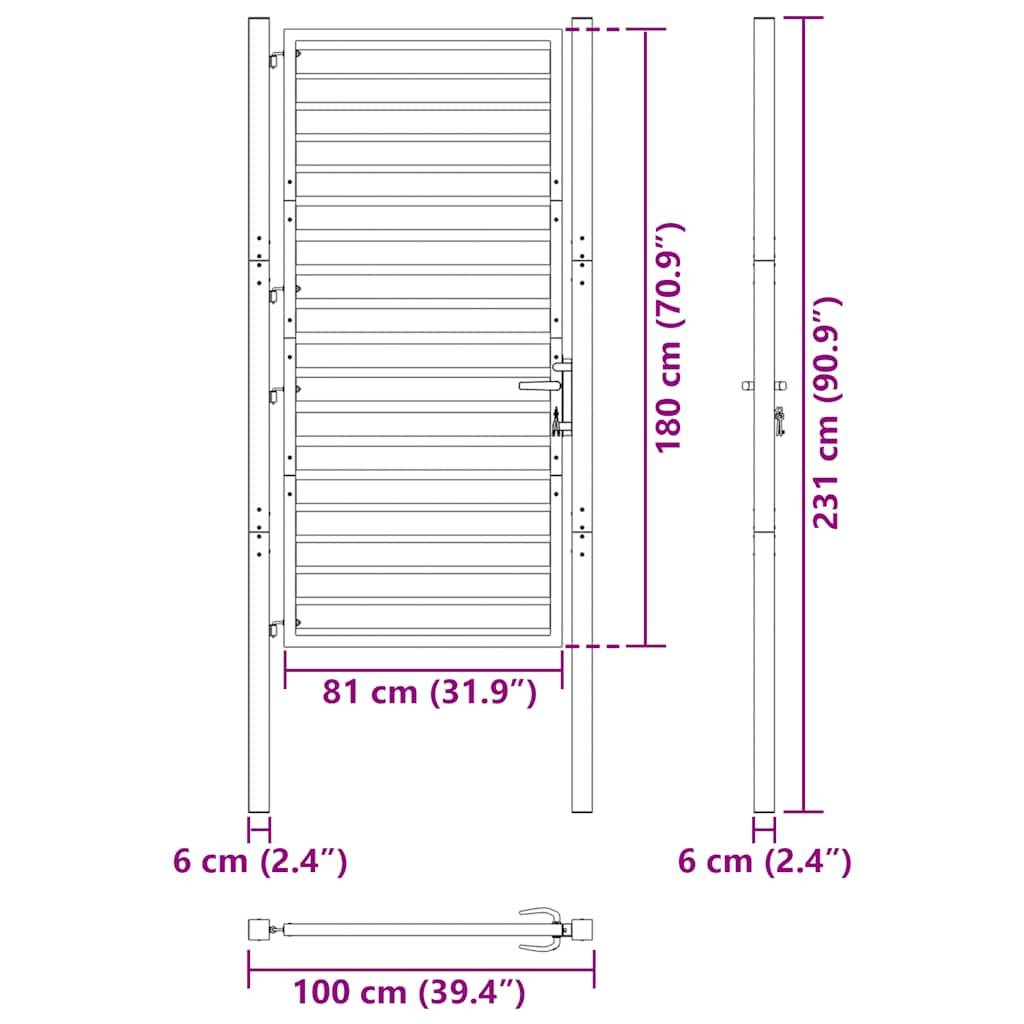 vidaXL Gartentor Abschließbar Schwarz 100x180 cm Aluminium