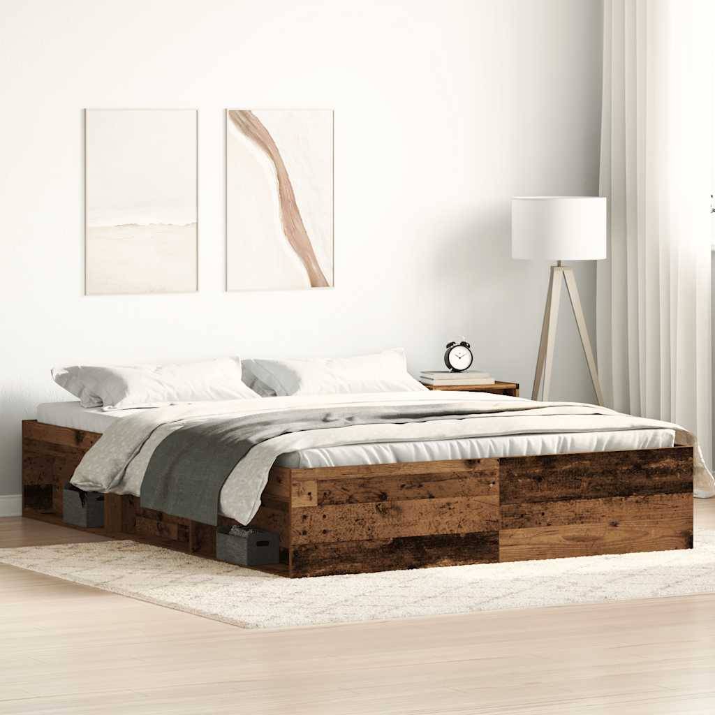 vidaXL Bettgestell ohne Matratze Altholz-Optik 150x200cm Holzwerkstoff
