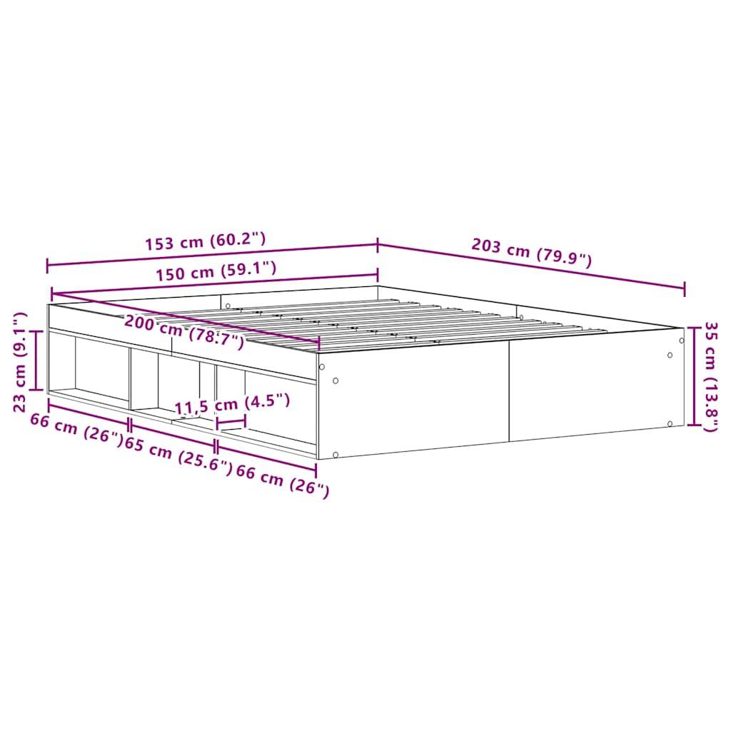 vidaXL Bettgestell ohne Matratze Altholz-Optik 150x200cm Holzwerkstoff