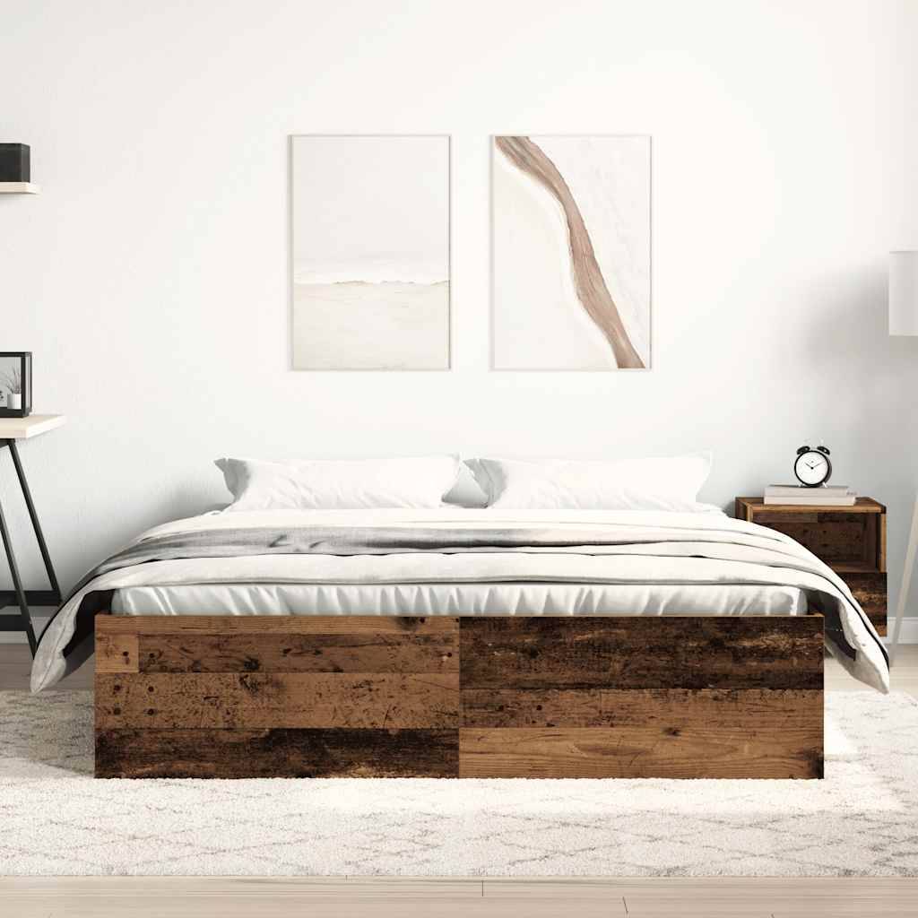 vidaXL Bettgestell ohne Matratze Altholz-Optik 150x200cm Holzwerkstoff