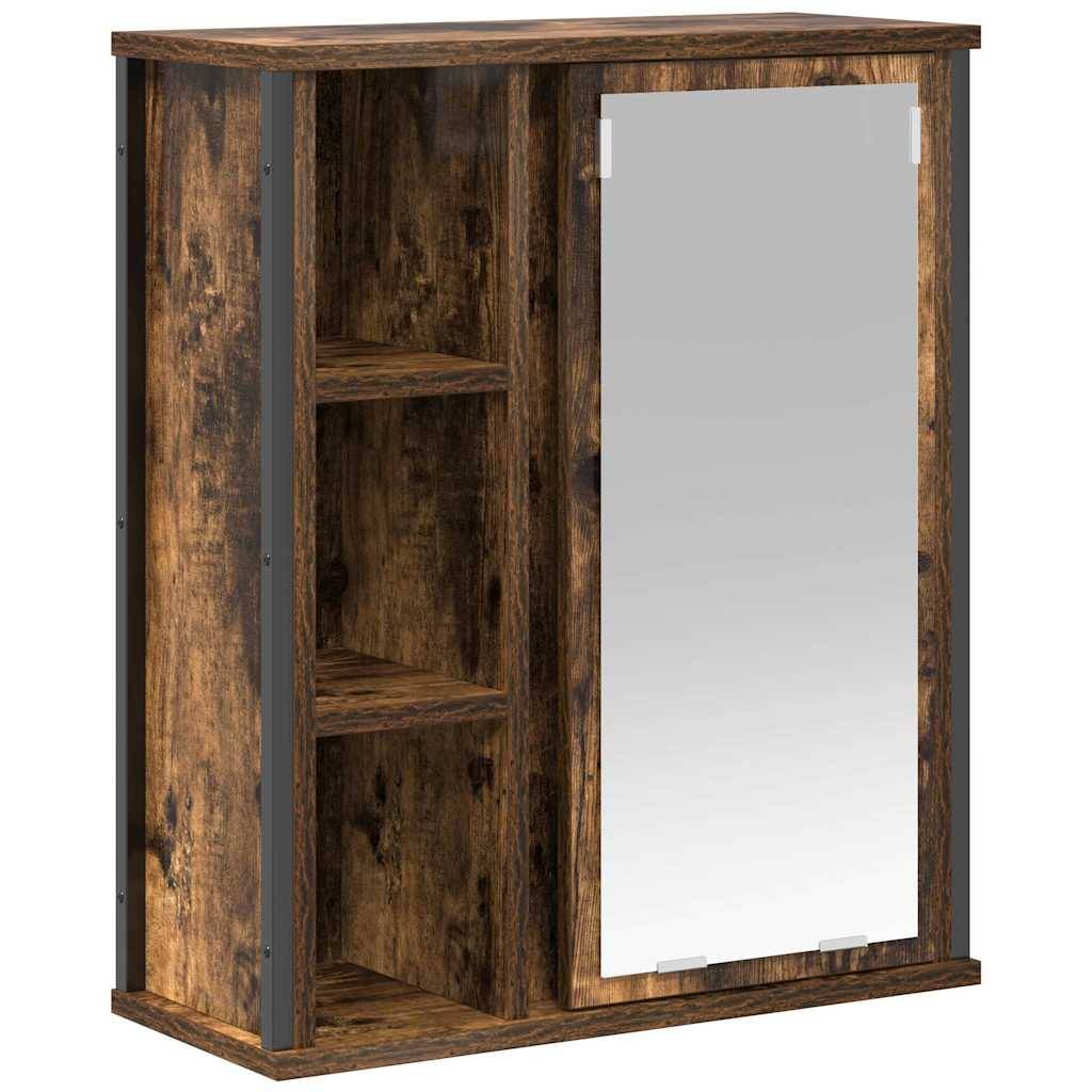 vidaXL Bad-Wandschrank mit Spiegel Räuchereiche 50x21x60 cm