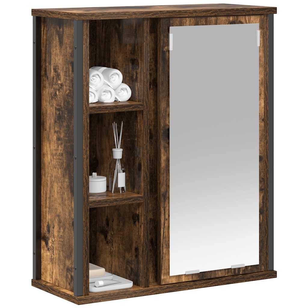 vidaXL Bad-Wandschrank mit Spiegel Räuchereiche 50x21x60 cm
