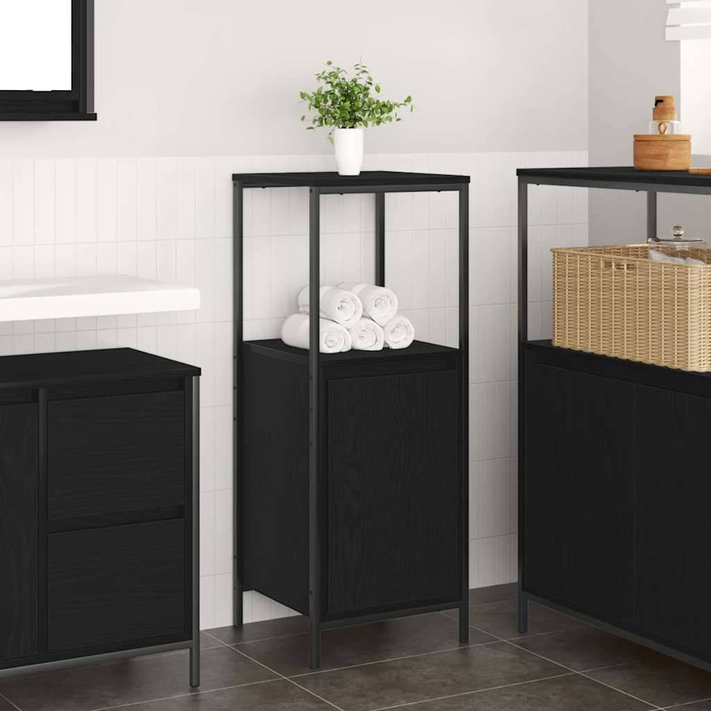 vidaXL Badschrank mit Regalen Schwarz Eichen-Optik 36x35x95 cm