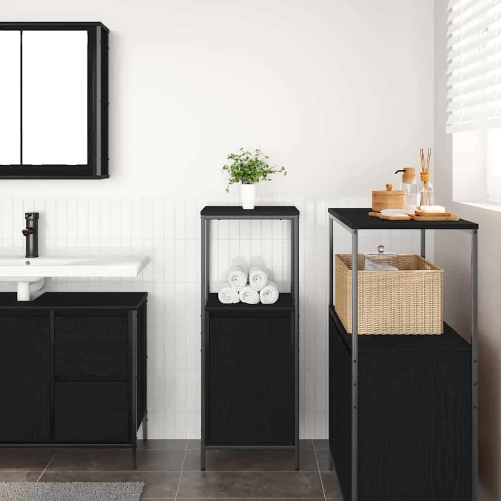 vidaXL Badschrank mit Regalen Schwarz Eichen-Optik 36x35x95 cm