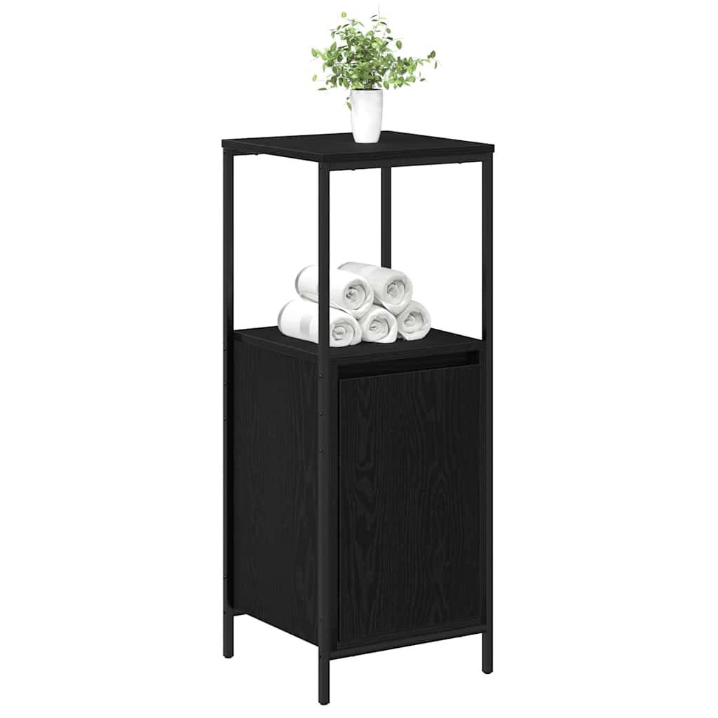 vidaXL Badschrank mit Regalen Schwarz Eichen-Optik 36x35x95 cm