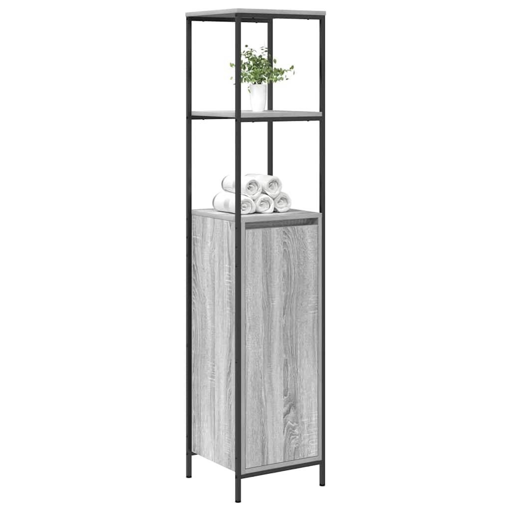 vidaXL Badschrank mit Regalen Grau Sonoma 36x35x165 cm