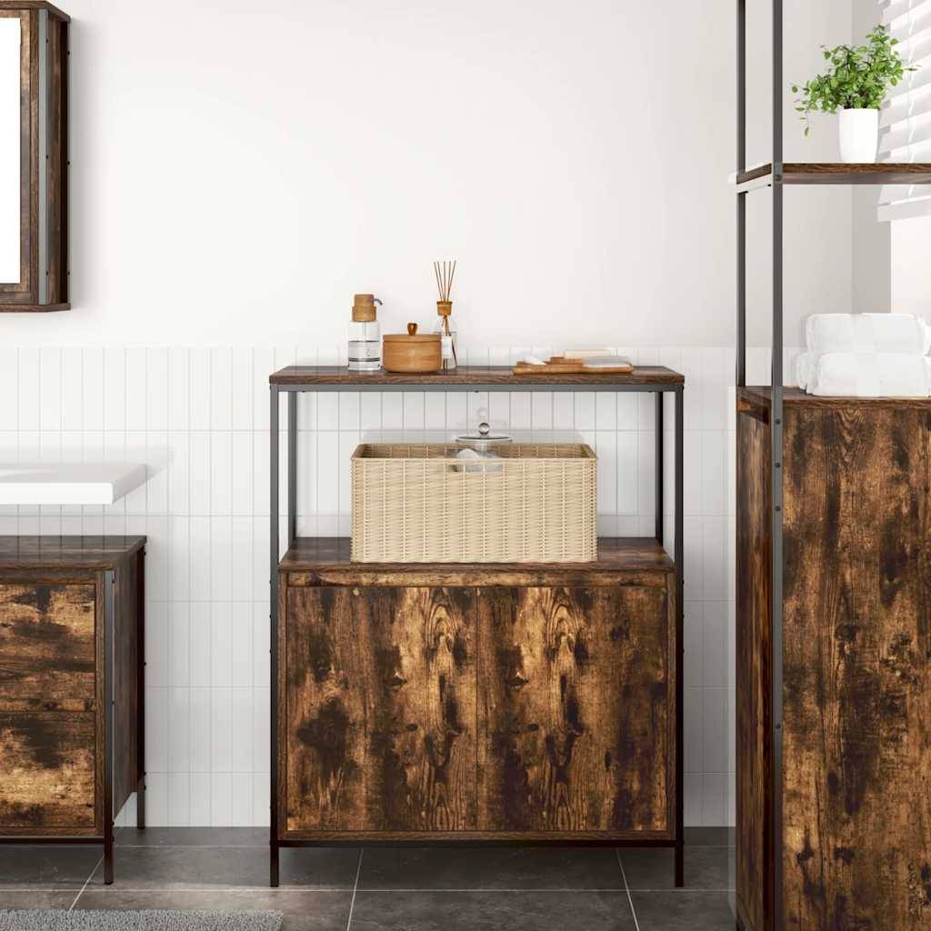 vidaXL Badschrank mit Regalen Räuchereiche 76,5x35x95 cm