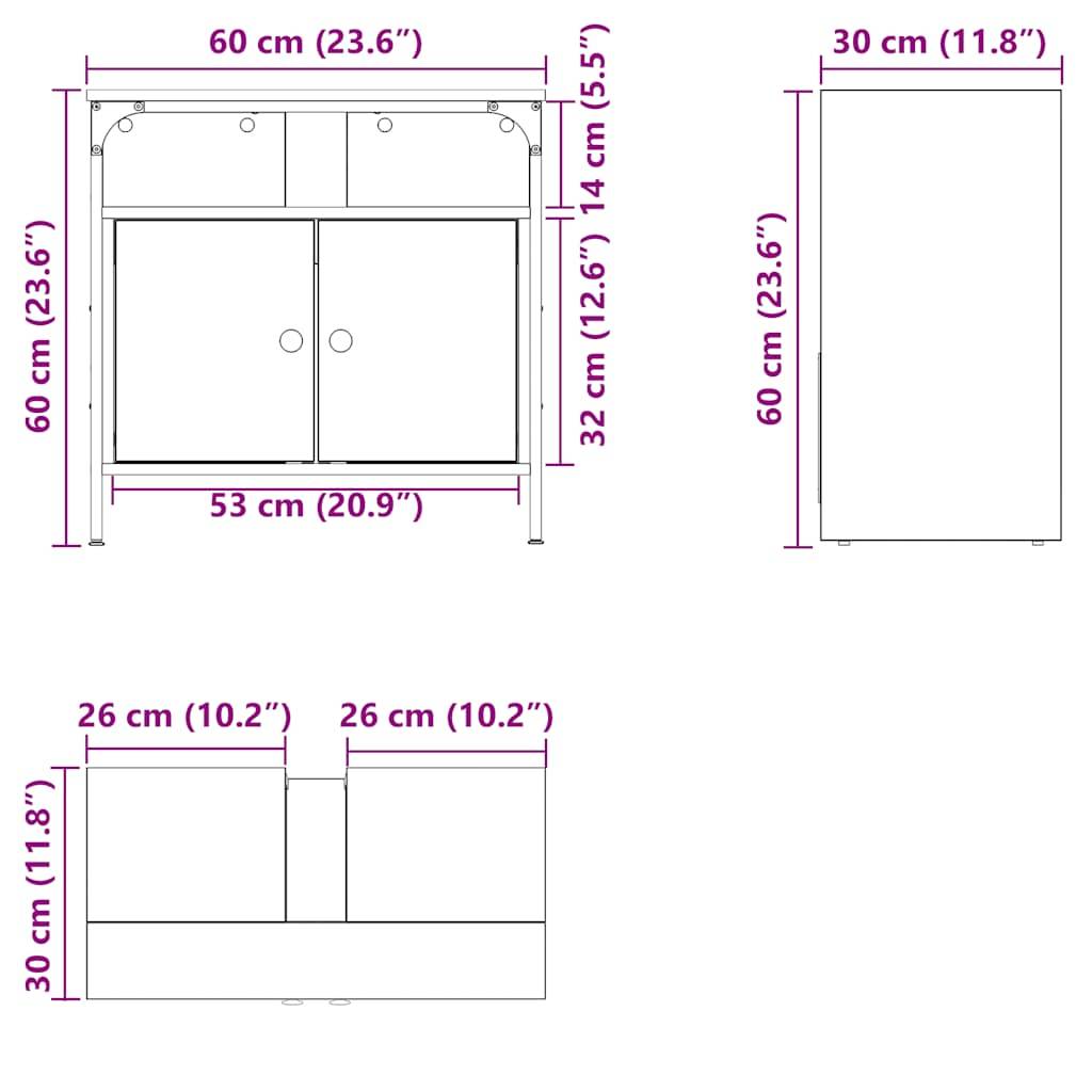 vidaXL Waschbeckenunterschrank Artisan-Eiche 60x30x60 cm Holzwerkstoff