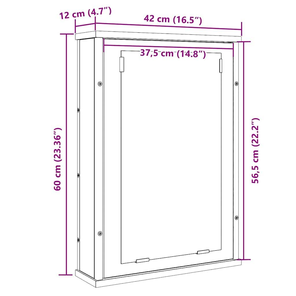 vidaXL Bad-Spiegelschrank Altholz-Optik 42x12x60 cm Holzwerkstoff
