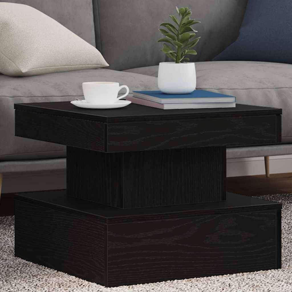 vidaXL Couchtisch mit LED-Leuchten Schwarz Eichen-Optik 50x50x40 cm