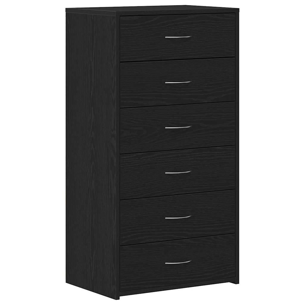 vidaXL Sideboard mit 6 Schubladen Schwarz Eichen-Optik 50x34x96 cm