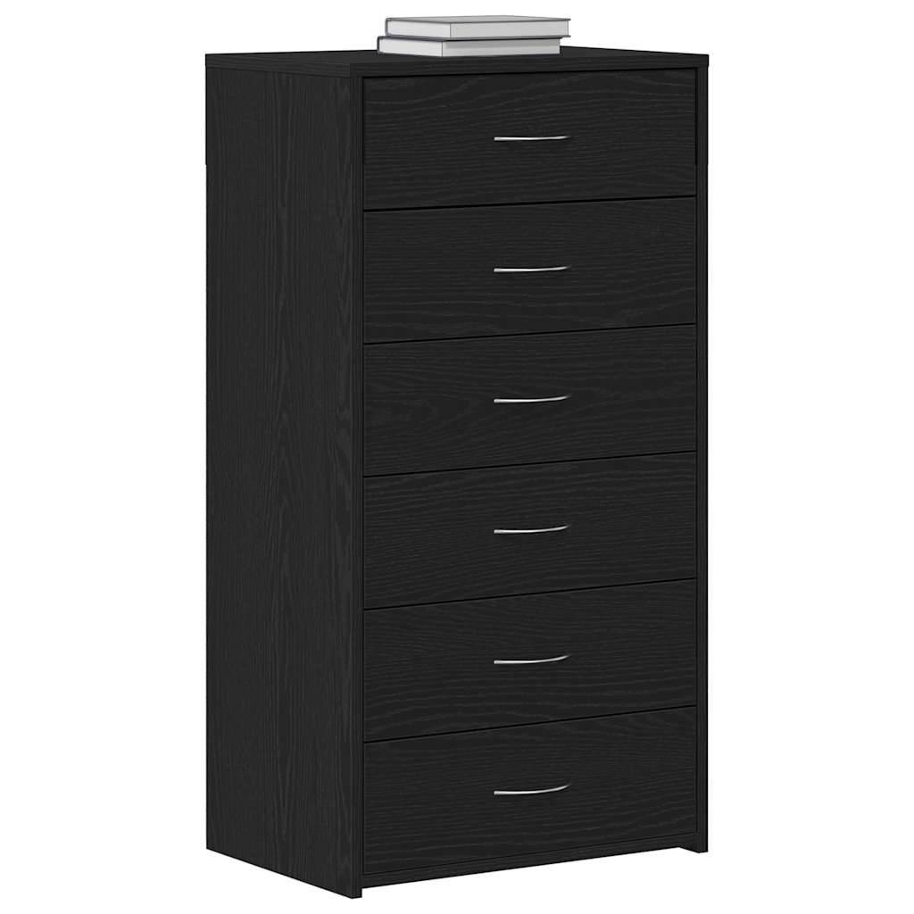 vidaXL Sideboard mit 6 Schubladen Schwarz Eichen-Optik 50x34x96 cm