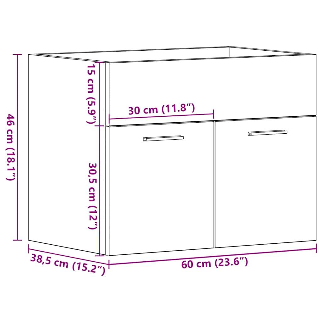 vidaXL Waschbeckenunterschrank Altholz-Optik 60x38,5x46 cm